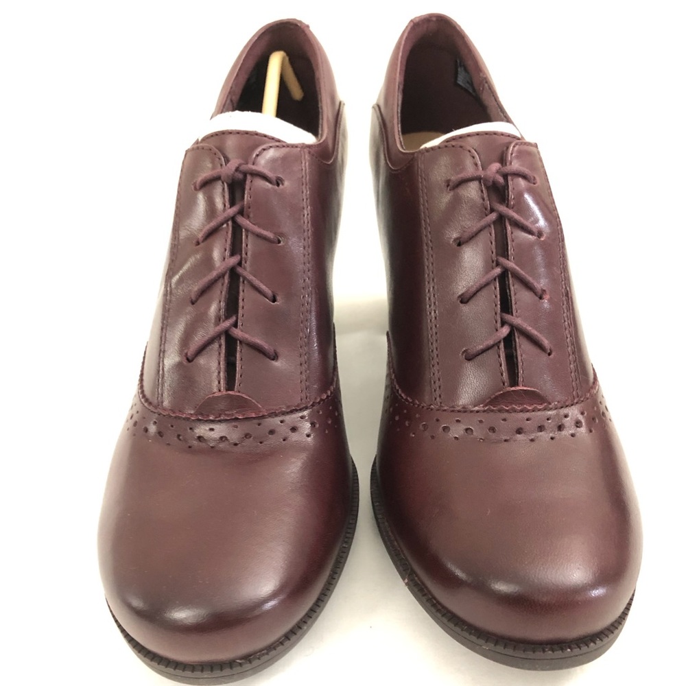 CLARKS l Sz 9.5 l Leather Oxford Laced Shootie Shoes l Cleason Pearl